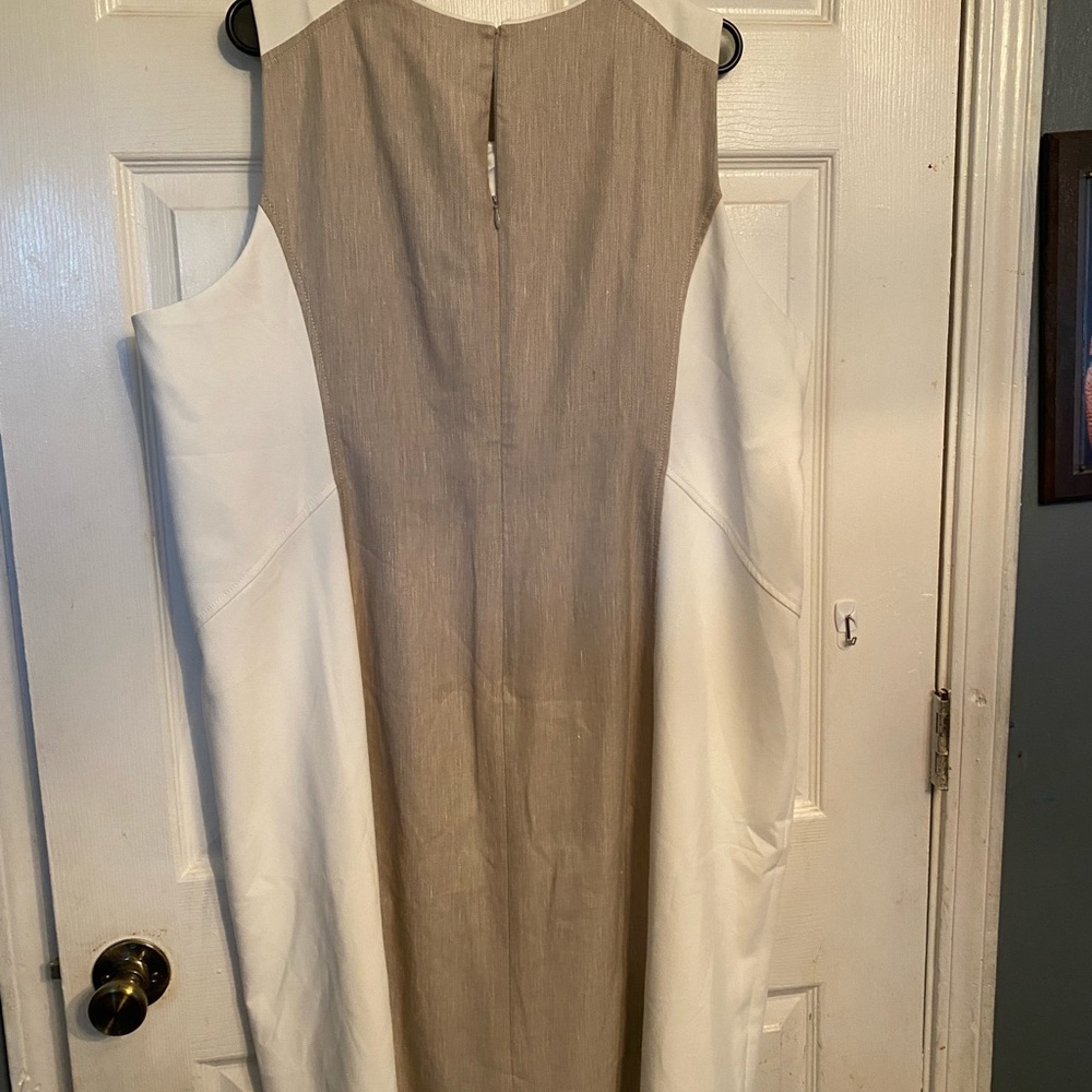 Cream and tan linen dress plus size